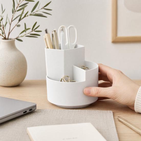 Yousheng 360 Degree Rotating Pen Holder, Large Capacity Multi-compartment Pen Holder, Desktop Organizer for Office School Home