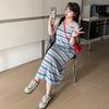Women's Slimming Striped Dress Summer Loose Straight Strapless Vest Dress