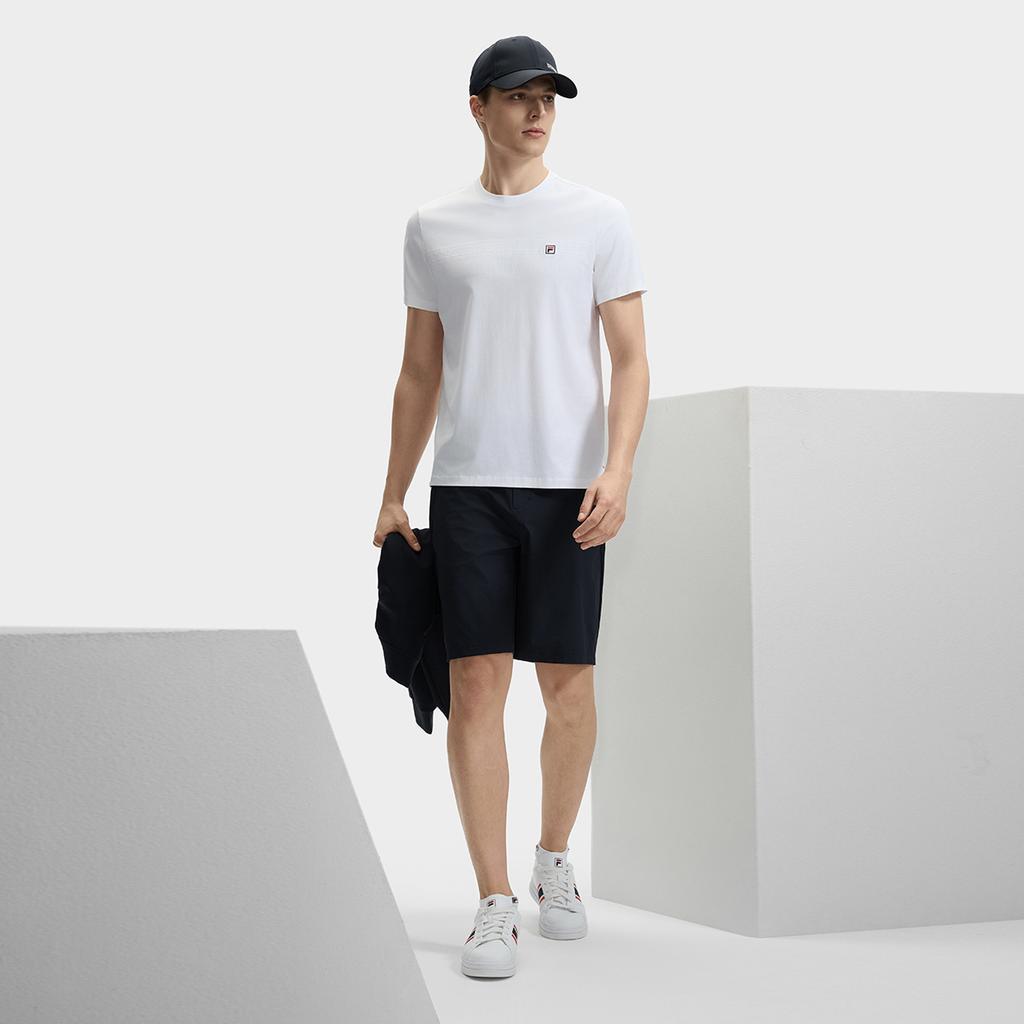 Fila Modern Heritage Simple Basic Fashion Casual Short Sleeve T-Shirt Men Tops Standard-White F11M431101FWT