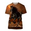 Summer Hot Selling Fashion Animal Horse 3D Printing Print Neutral Casual Harajuku Style Comfortable Short Sleeved Top