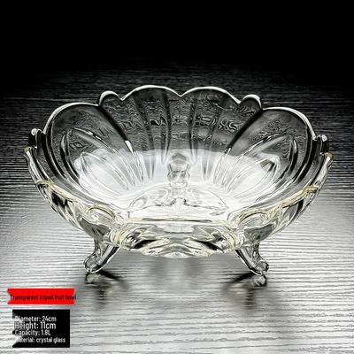 Grand Bol à Fruits en Verre Cristal à Trois Pieds Zhishi