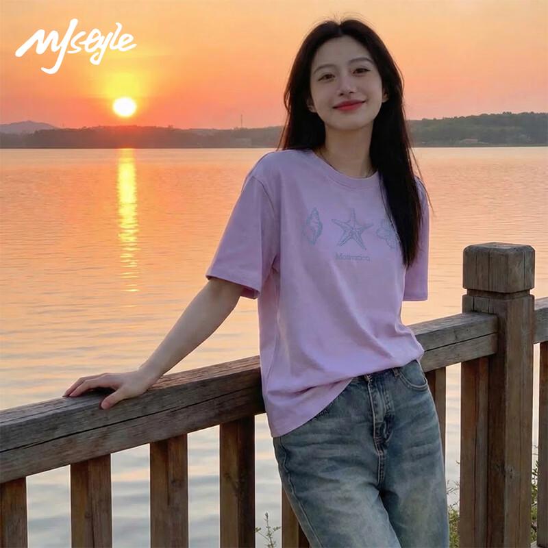 MJ STYLE Women's Starfish Graffiti Short Sleeve T-Shirt