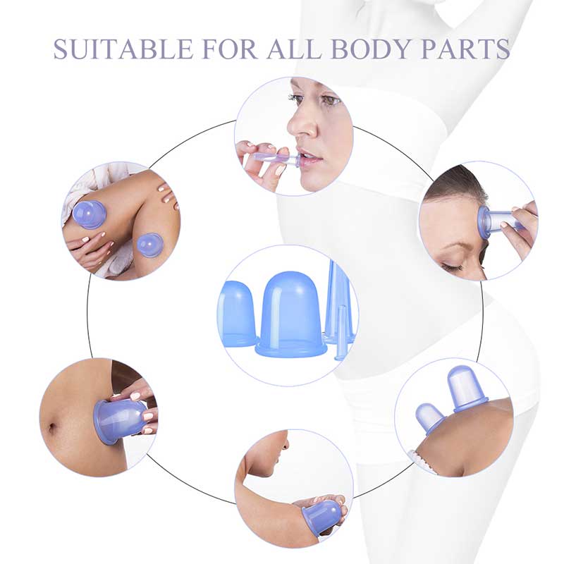 5pcs/Set Silicone Anti Cellulite Cup Vacuum Massage Cups Body Pain Relief Massage Roller Manual Suction Cups Cupping Therapy Kit