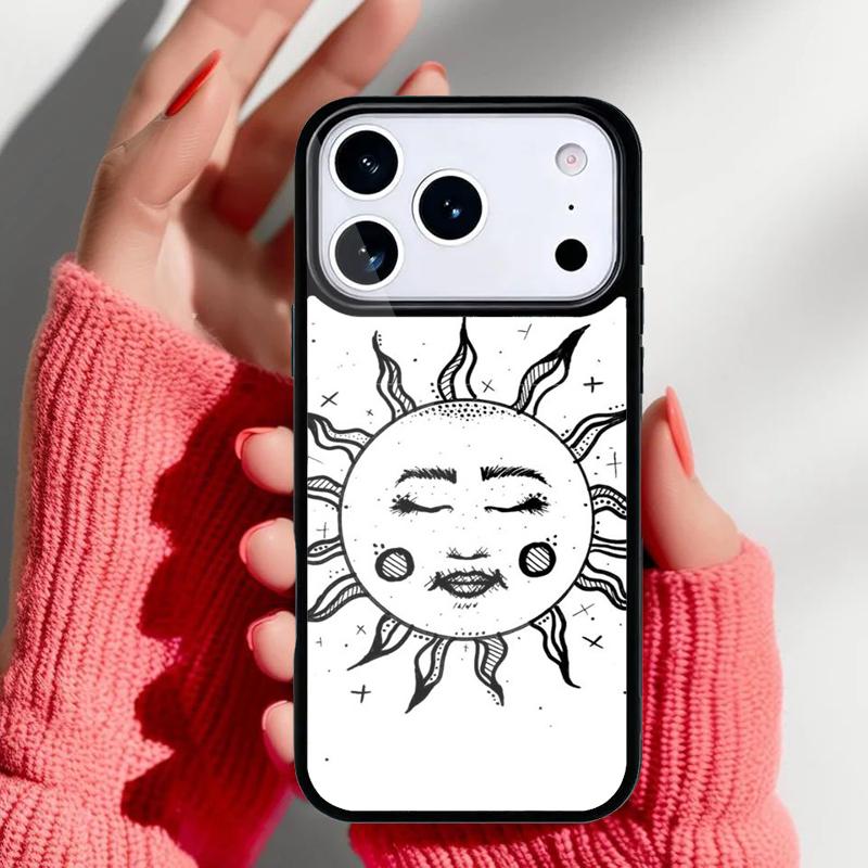 Funny Sun Moon Face soft Phone Case for iPhone 17 16 15 14 13 Pro Max Back Cover for 12 11 Pro Coque