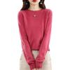 Women's Wool Sweater: Autumn & Winter Loose Knit, Half-High Collar, Hollow-Out Design, Rolled Hem.