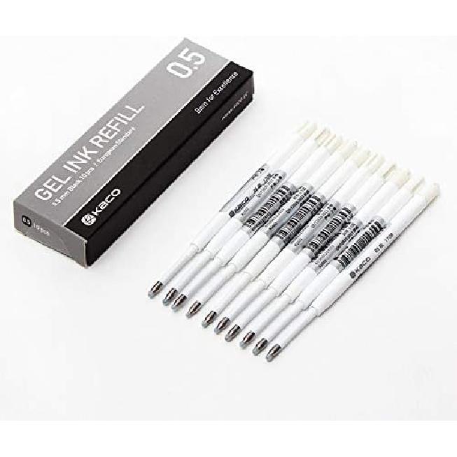 NINGSA Kaco G2 Gel Ink Refills for Retractable Gel Pens, Fine Point(0.5mm), Pack of 10 (Black)