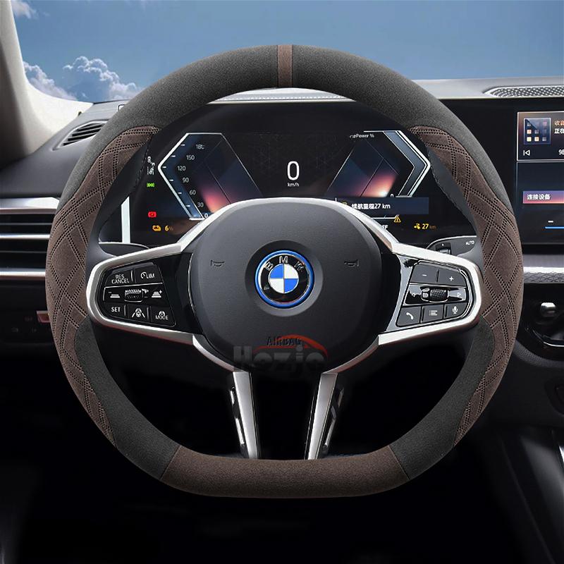 AAAOV1 Suede Leather Car Steering Wheel Cover for BMW 1 3 4 5 Series I5 I4 Z4 X3 M5 M4 M440i M3 M2 M135 2025 Auto Accessories