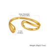 Multi-layer Lines Stainless Steel Wide Cuff Bangle for Women, Non Fading Gold Plated Open Bracelets, Waterproof Jewelry
