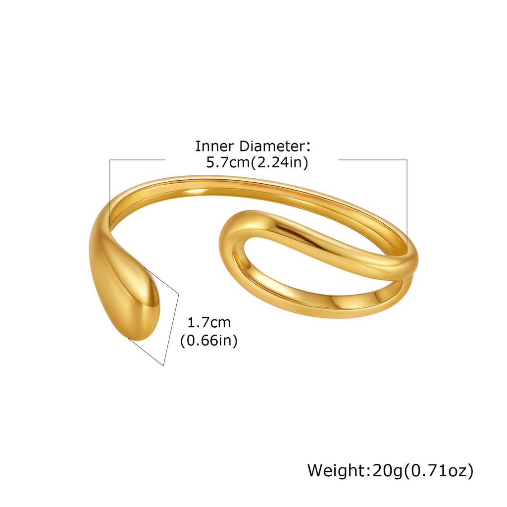 Multi-layer Lines Stainless Steel Wide Cuff Bangle for Women, Non Fading Gold Plated Open Bracelets, Waterproof Jewelry