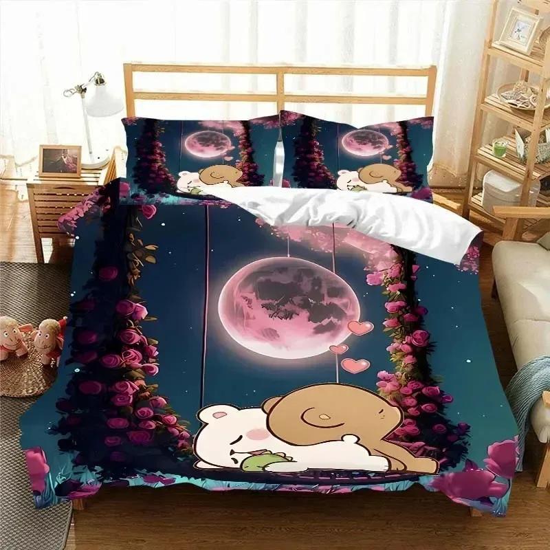 Kawaii Bubu und Dudu 3D-Druck Anime Bettwäsche Set Bettbezug Steppdecke Bett Einzel Twin Full King Queen Größe Bettwäsche Set Kinder