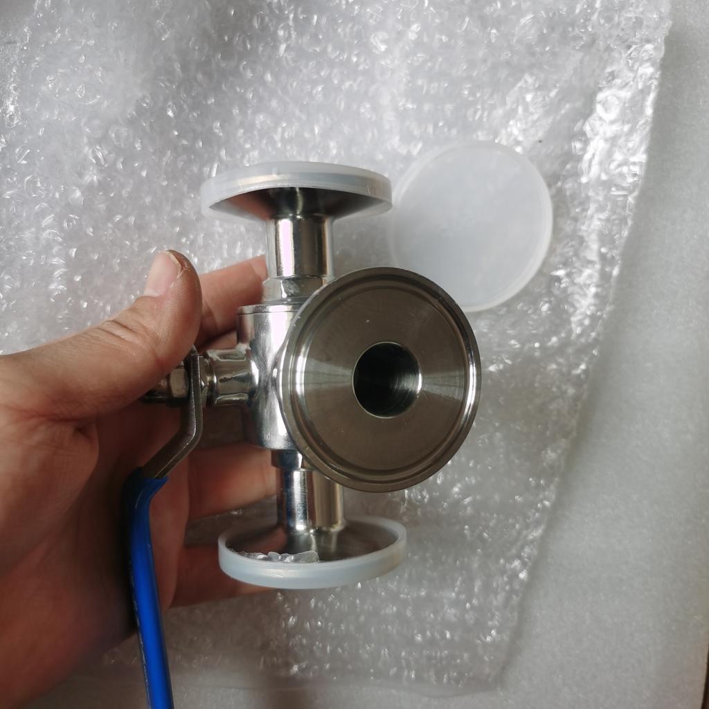 3/4" 19mm 304 Edelstahl Sanitär 3-Wege L-Port Kugelhahn 1.5" Tri-Clamp Ferrule Typ Für Heimbrauerei Molkereiprodukt