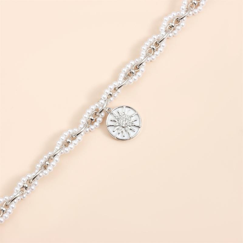 Star Pearls Chokers Necklace Sturdy Alloy Chain Delicate Adjustable Length Daily Accessory