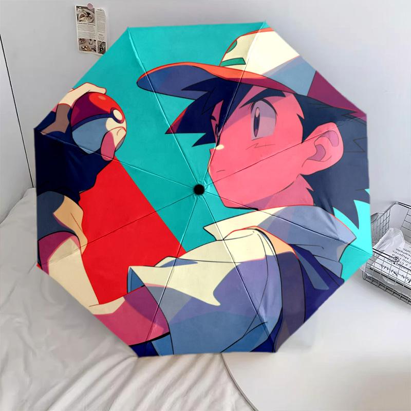 Pokémon Characters Pattern, Automatic Folding Umbrella, Portable and Foldable Design, 8 Ribs, a Christmas or Birthday Gift.