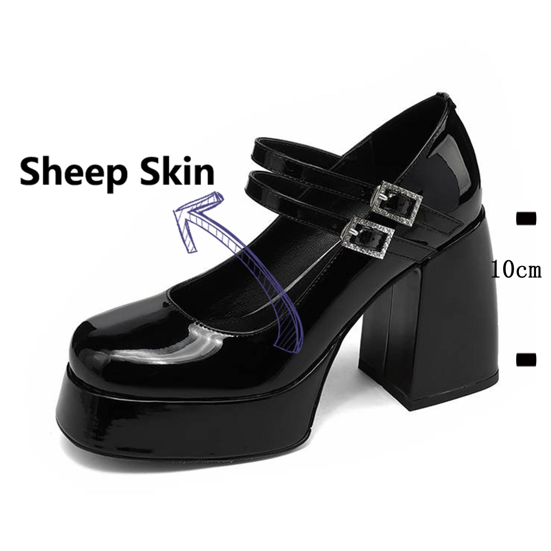 

Krazing Pot Замша из овчины Круглый носок Размер 40 Платформа Супер массивный Высокий каблук Пряжка Танкетки Вечеринка Сексуальные Осенние туфли 34