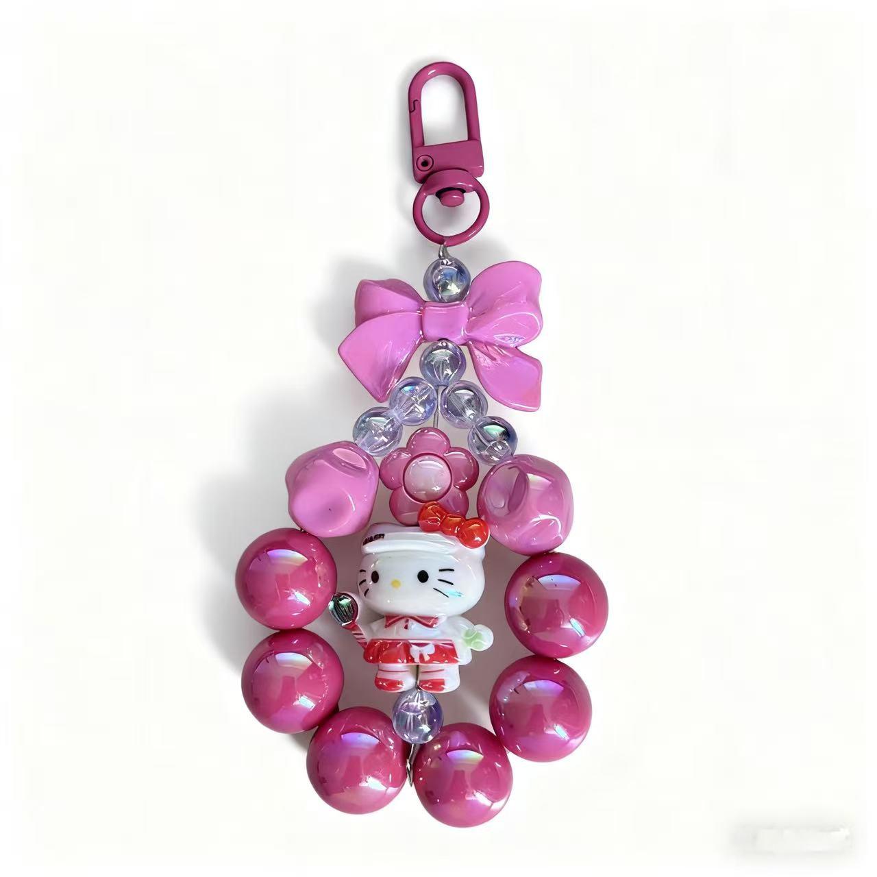 Sanrio Beaded Phone Lanyard & Keychain - Cute Cartoon Backpack Pendant A