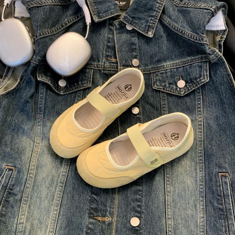 Yellow retro women's spring new soft-soled thick-soled Mary Jane shoes breathable sneakers