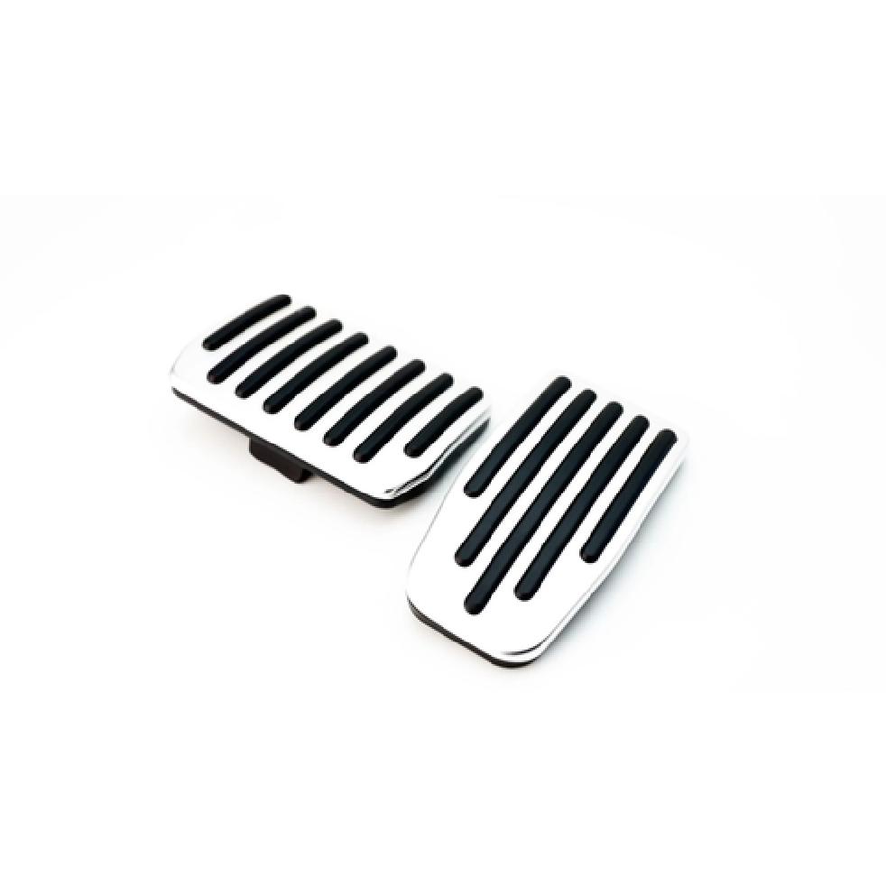 2pc Set Track Design Silver Aluminum Foot Pedal Covers For 17-up Tesla Model 3,Y