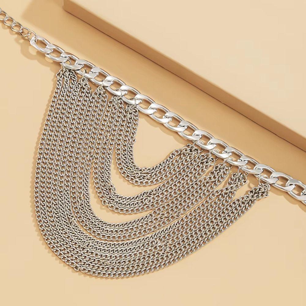Long Tassel Punk High Heels Anklet Metal Chain Punk Layered Anklet Chains Wedding Party