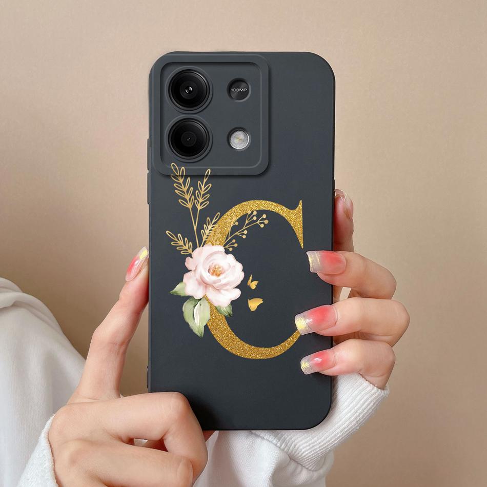 Phone Case For Redmi Note 13 Pro 4G 5G Elegant Letter Soft Liquid Silicone Full Coverage Protector For Redmi Note13 13Pro Fundas