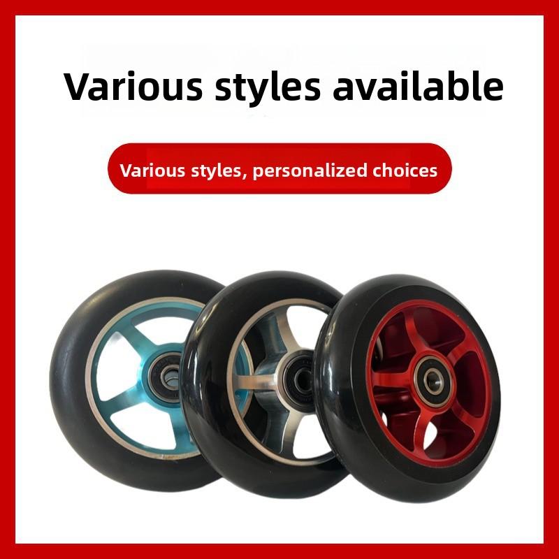 100mm Scooter Wheels Replacement with Bearings Aluminum Wear-Resistant PU Stunt Scooter Parts Kick Scooter Accessories 2pcs/set