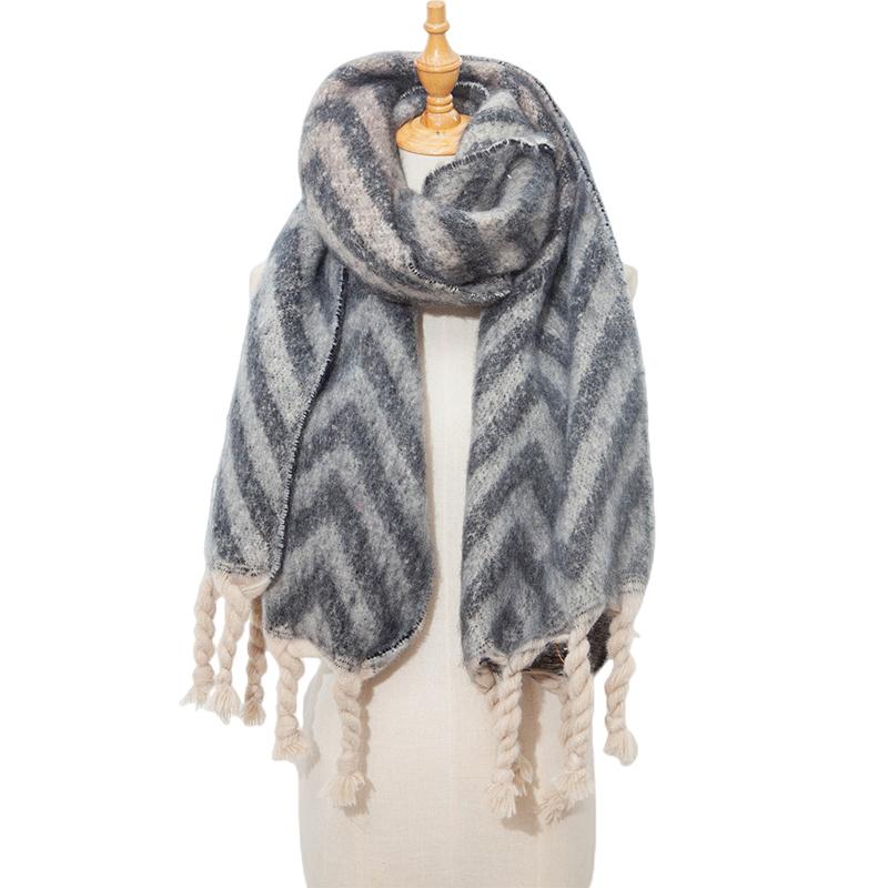New Imitation Cashmere Women Scarf Winter Preppy Style Striped Tassel Pashmina Mujer Femme Foulard Bufanda Wrap Shawl Men'S