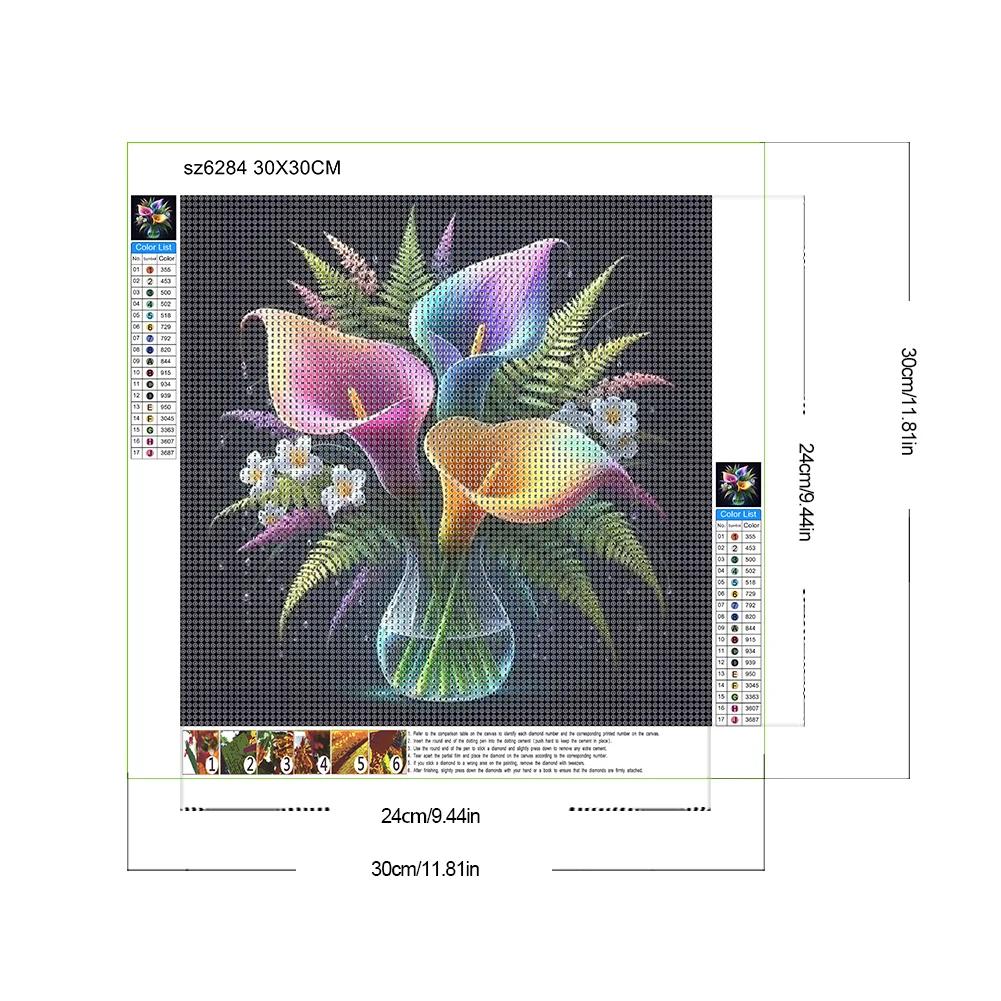 Flower Series Diamond Painting Kits, 5D DIY Full Round Drill Sparkling Resin Art Craft Home Wall Decor Gift for Adults Beginners