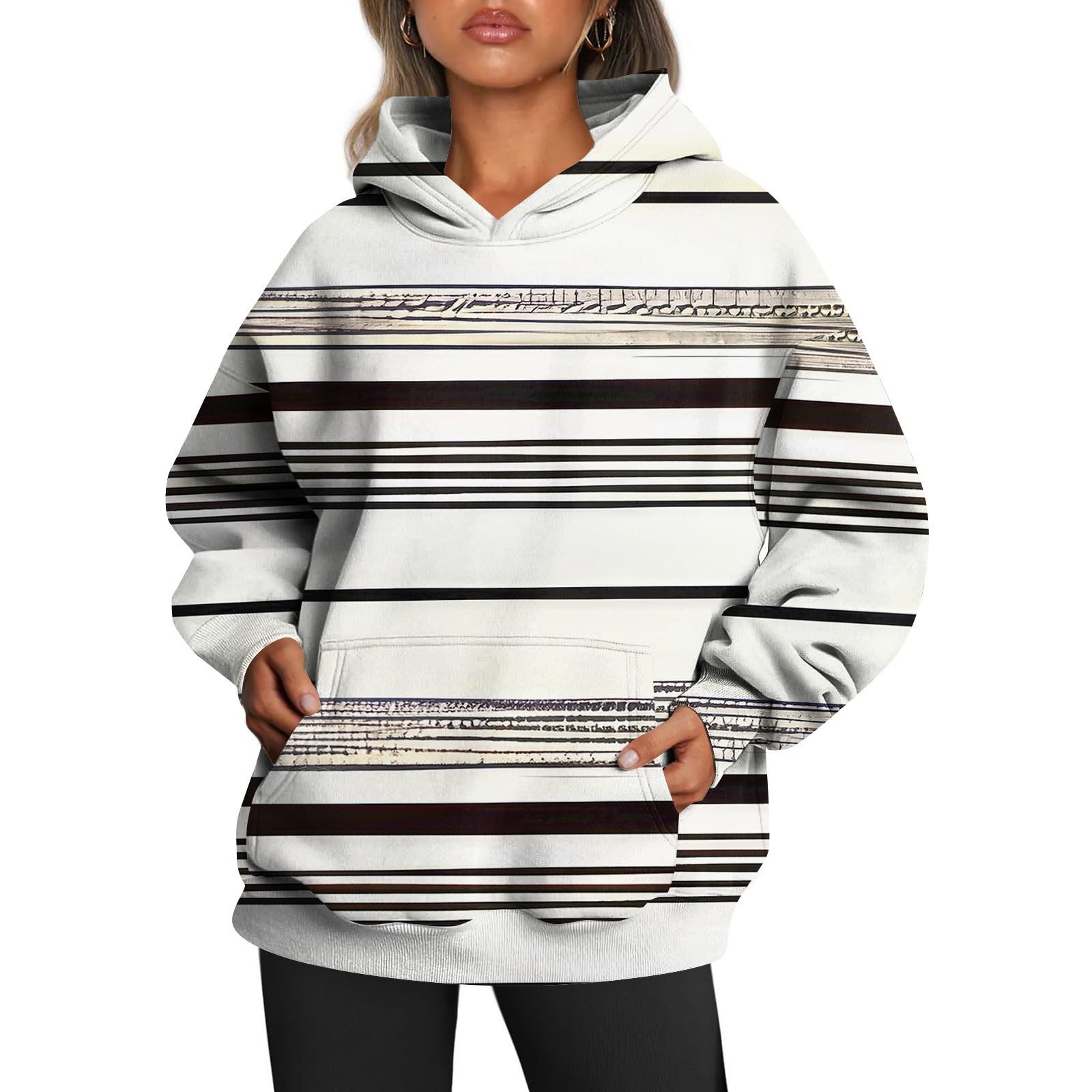 Женские толстовки с капюшоном большого размера с длинным рукавом с принтом — фото 6