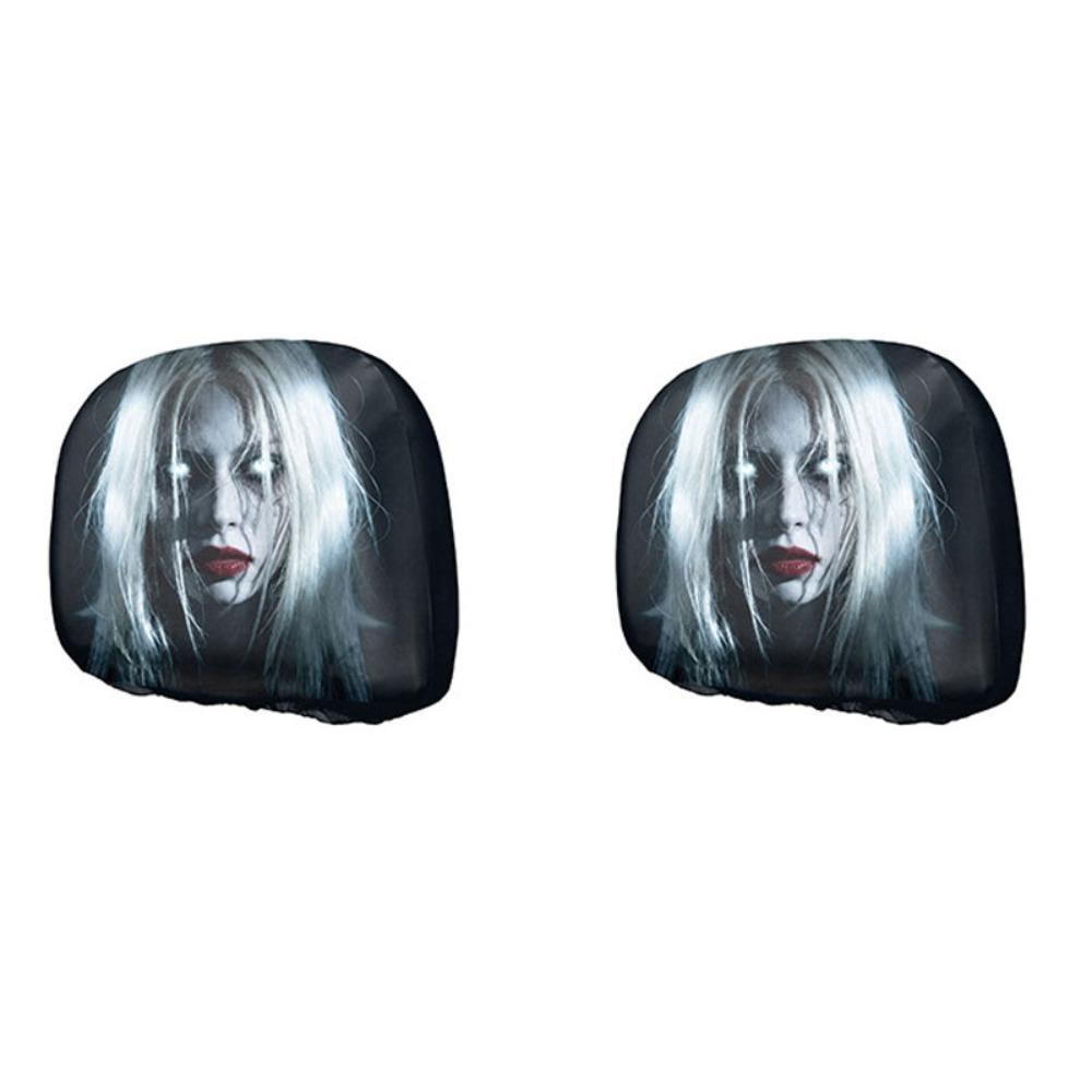 2 Pcs Ghost Headrest Covers Halloween Accessories Car Seat Headcover Car Headrest Covers Halloween