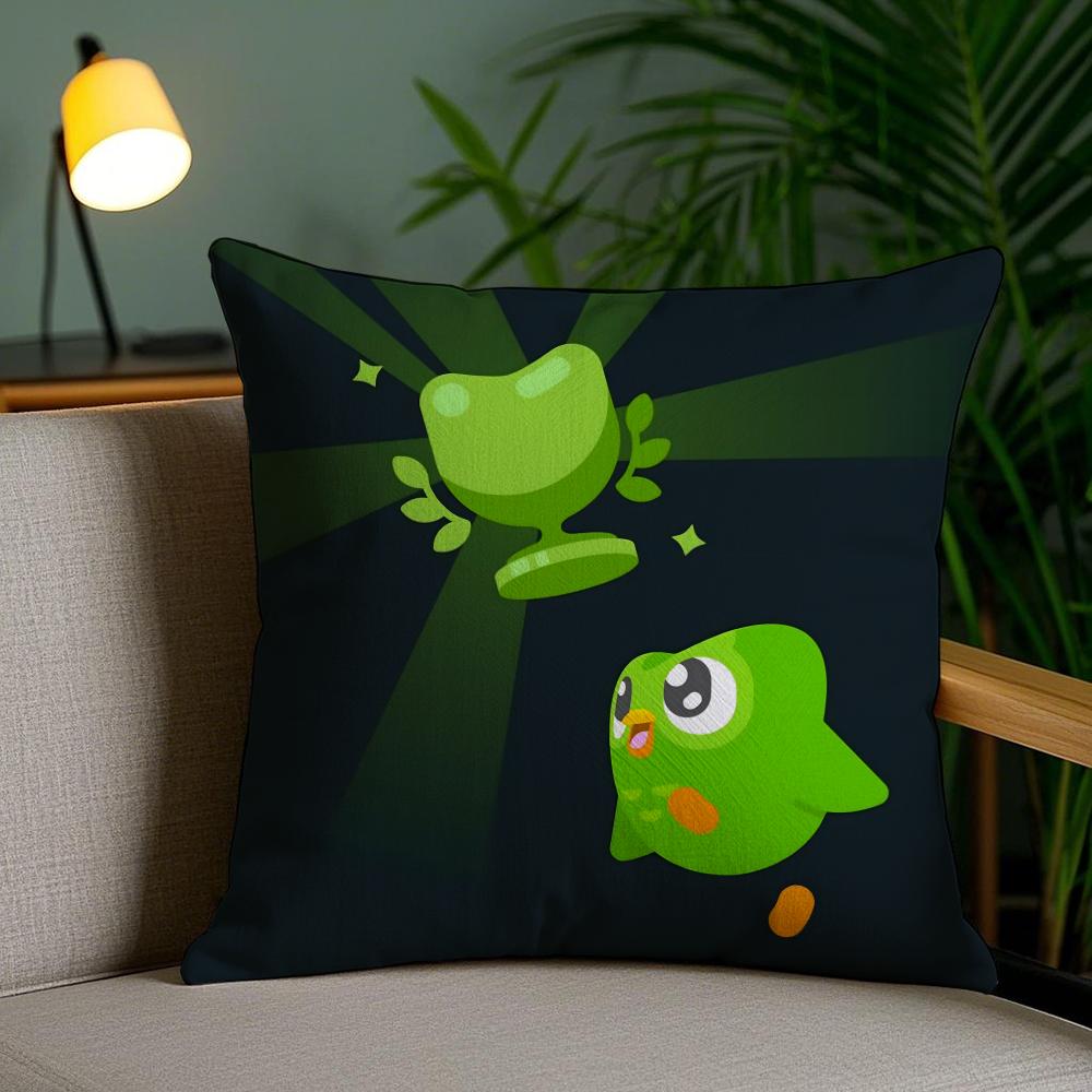 Cute D-Duolingos Cushion Cover Soft Short Plush Double-Sided Printing Home Decor Machine Washable Pillow Case Gift