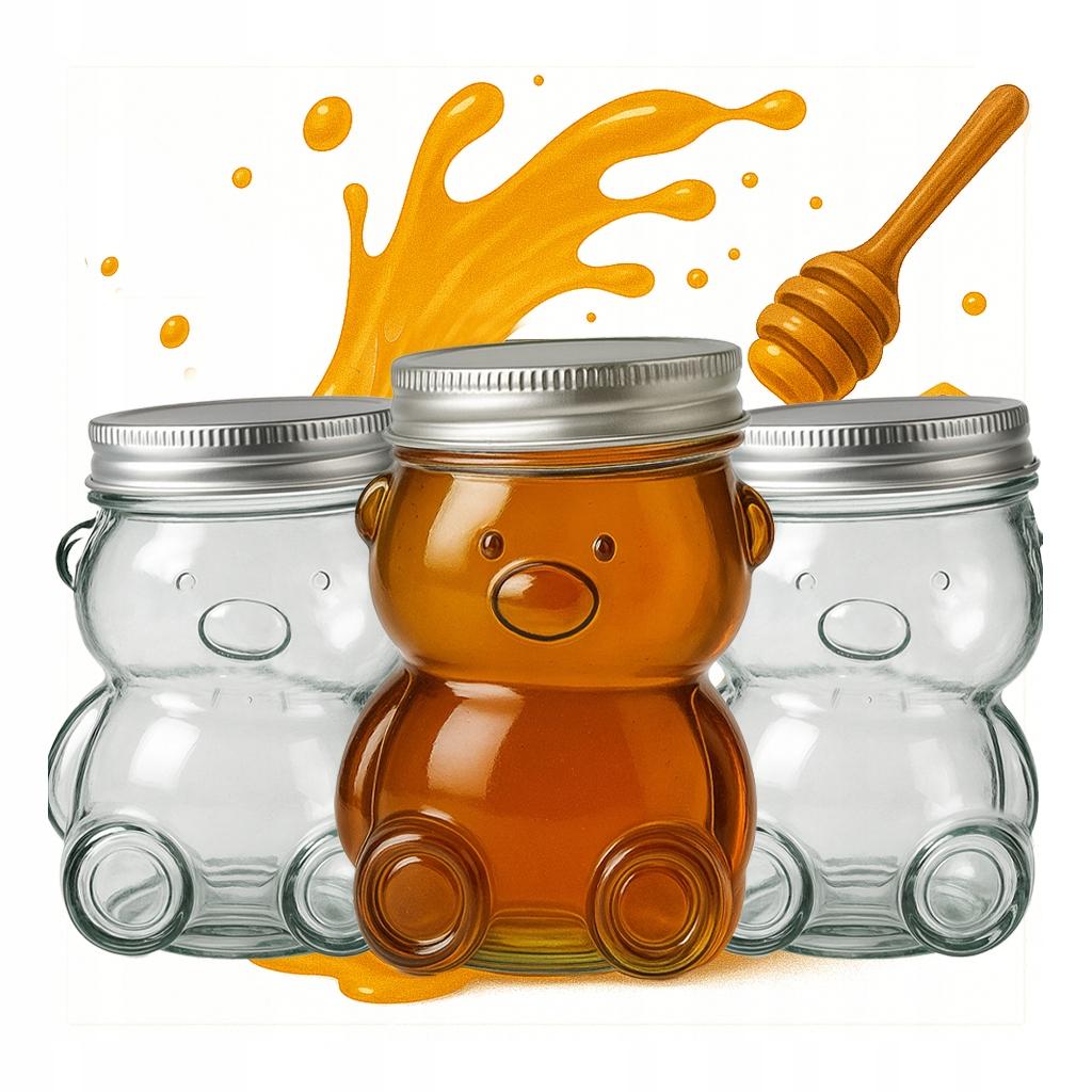5x 80ml TEDDY TEDDY Glass Jar with Lid for HONEY, Jam, Spices Jar