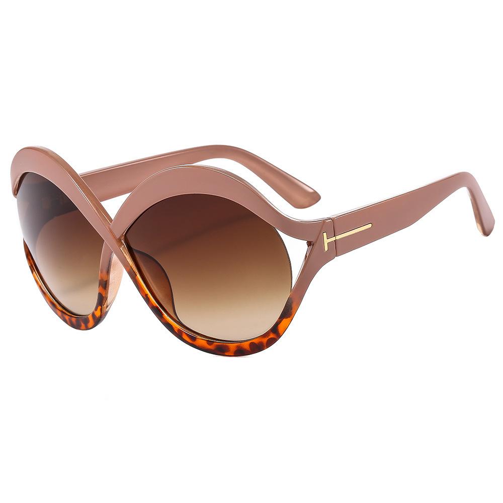 Oversized Sunglasses, European and American Style Sun Protection Sunglasses, Women's Round Cross-frame Cutout Glasses