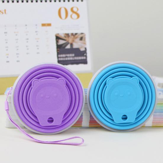 Yousheng Silicone Foldable Water Cup with Lanyard Wide-Mouth Design Leak-Proof Portable Water Bottle with Transparent Cap
