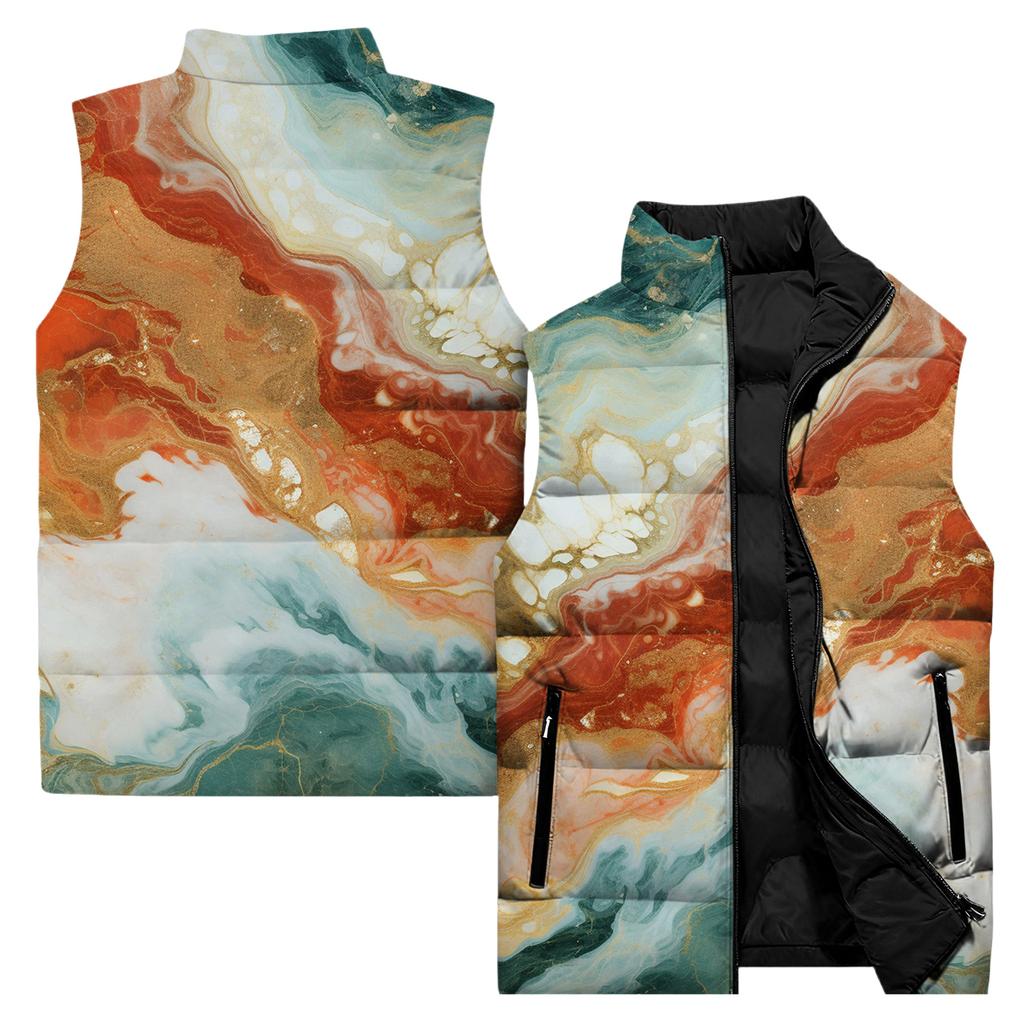 Ladies' Casual And Fashionable Sleeveless Vest Floral Pattern Printed Cotton Jacket