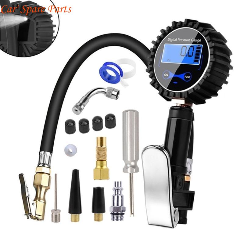 Y4UA Digital LCD Display Car Tire Air Pressure Inflator Gauges 200PSI Pressure Gauges