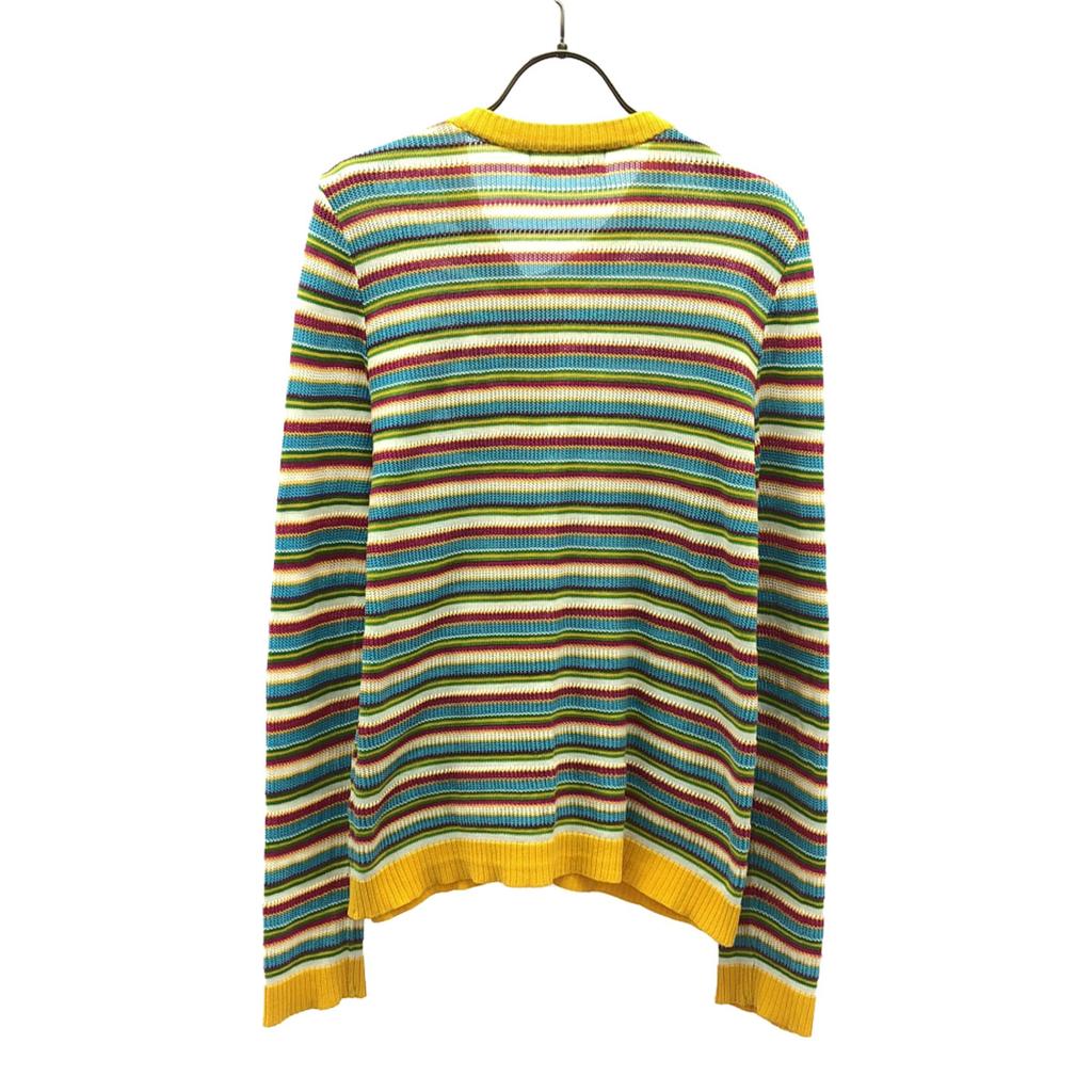 YVES SAINT LAURENT 90s Old Border Pattern Long sleeve Cotton knit cardigan Women Used
