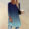 Women's Fashion Casual Three-quarter Sleeve Long Gradient Round Neck Top