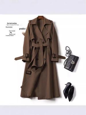 Women's Mid-Length Multicolor Trench Coat - Korean Style, Popular, Plus Size & Petite Options for Spring & Autumn.