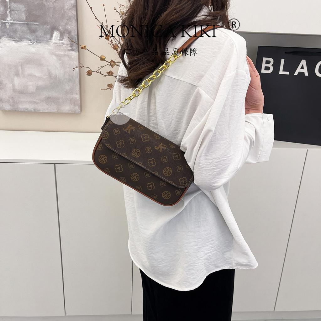 Monica Qiqi Women's Bag 2025 New High-end Fashion Versatile Retro Underarm Bag One Shoulder Crossbody Handbag