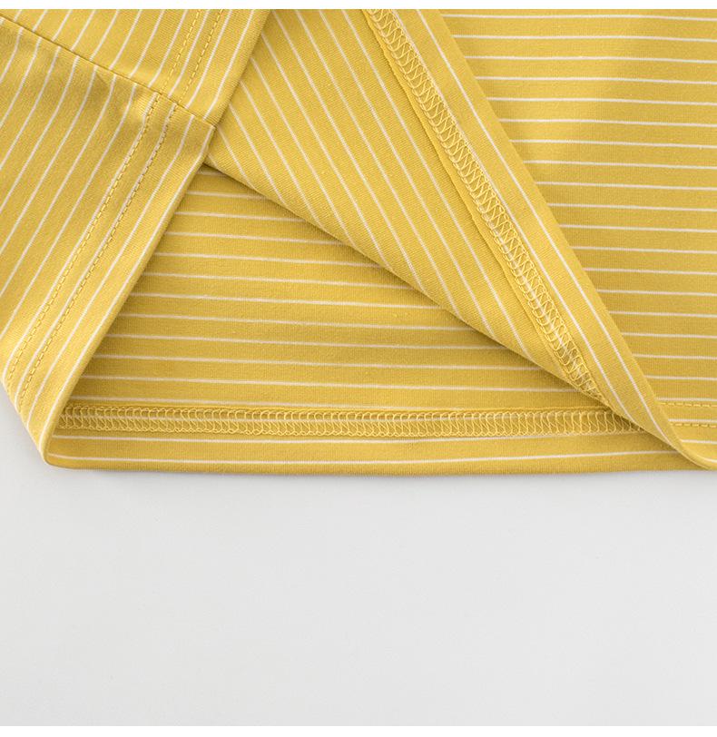 2026 Summer Boys' Korean Style Striped Lycra Cotton Round Neck T-shirt