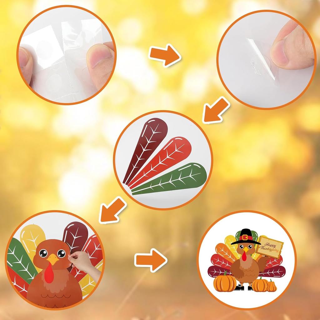 Turkey Bulletin Board Decoration Set Thanksgiving Turkey Crafts Kits DIY Printed Paper Turkey Cutouts Thanksgiving Decor for Home Party Decoration