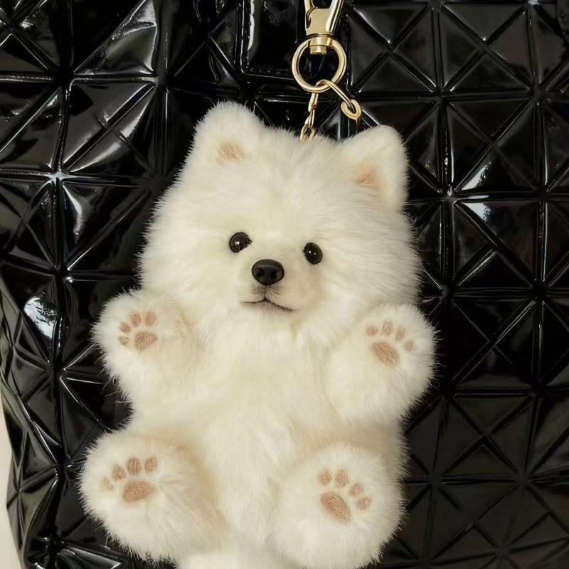 1Pcs Super Soft Healing Doll Bag Decoration Cute Samoyed Plush Pendant Keychain Girl Small Toy Girlfriend Best Friend Gift
