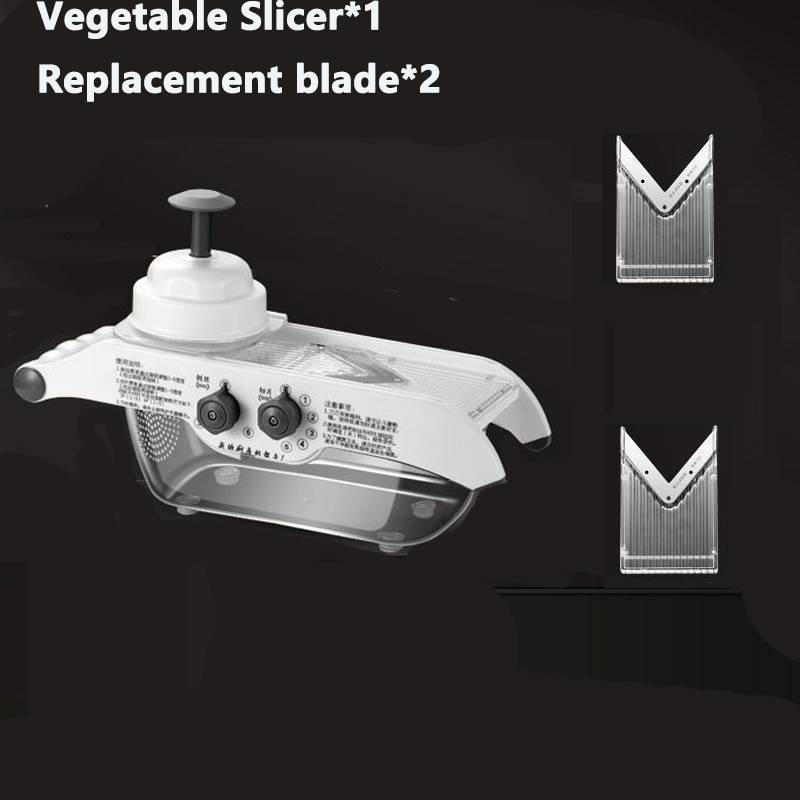 Multifunctional Lemon Slicer Vegetable Grater With Basket,V-Blade Fruit Potato Chopper Carrot Cutter Slicer Kitchen Accessories