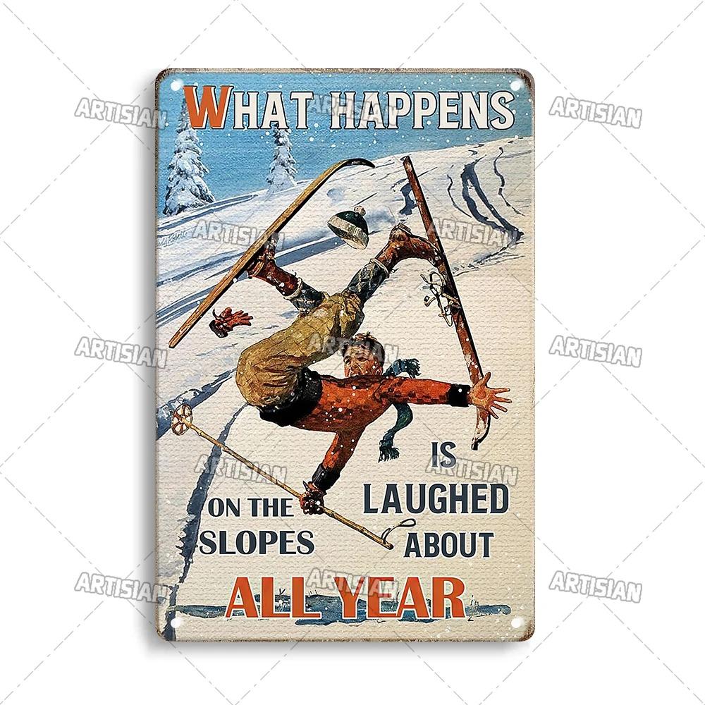 ArtisianSkiingMetalSign Artisian Skiing Metal Sign - Snowboarding/Sledding Sport Tin Plate, Garage/Bar Wall Decor