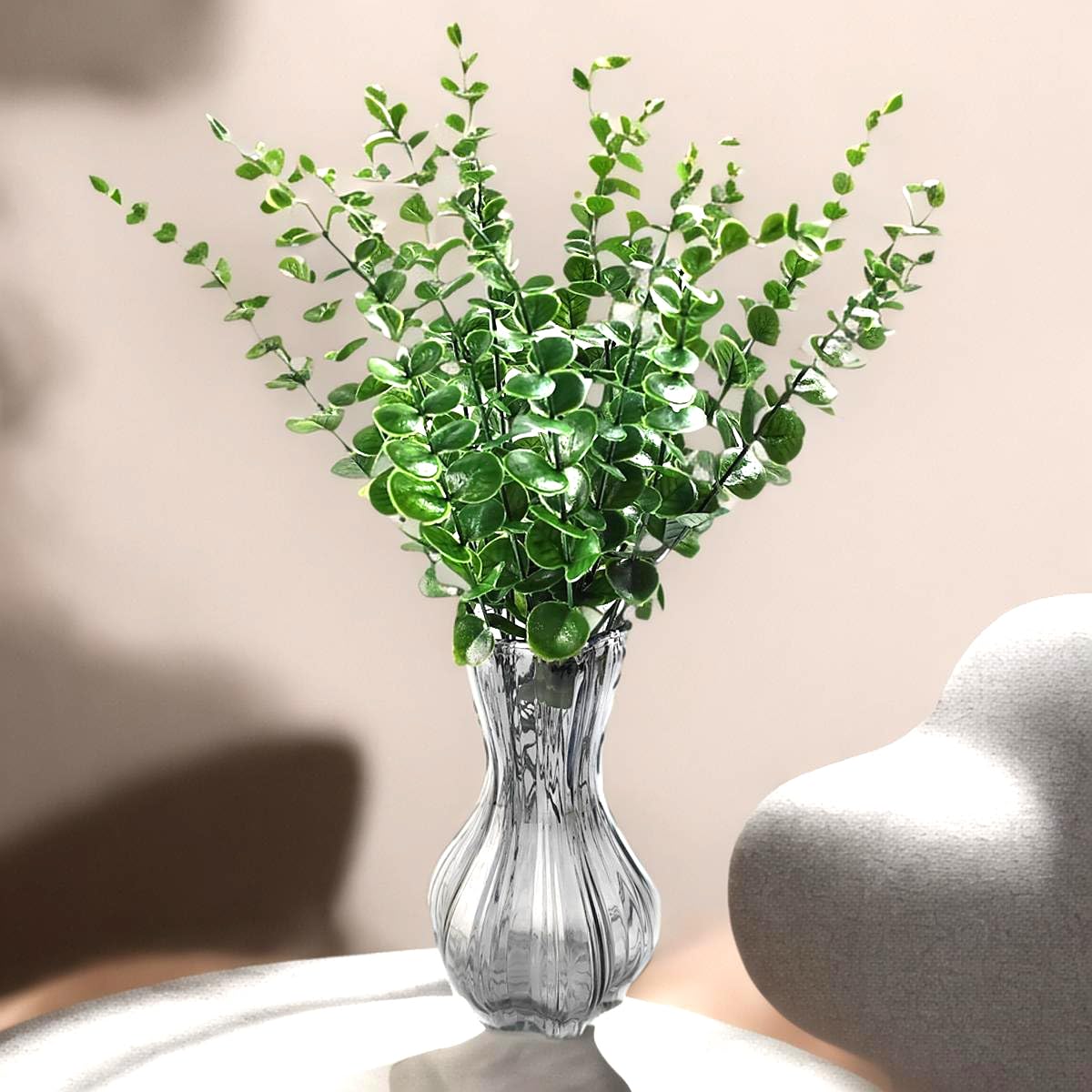 

10Pcs Artificial Eucalyptus Stems Plastic Faux Plant Home Office Wedding Party Decor Blackish Green