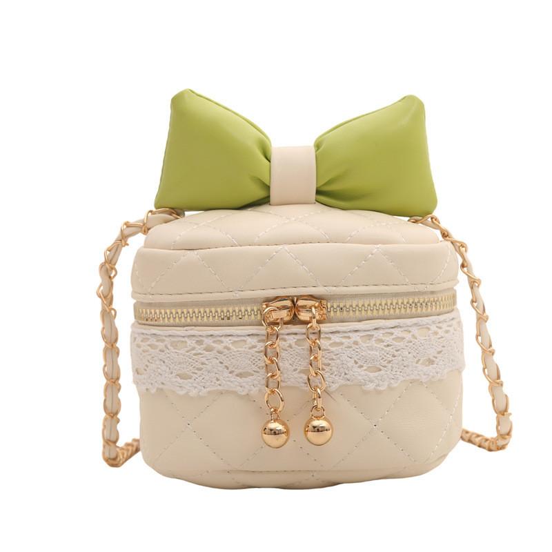 Border Bow Lace Childrens Shoulder Bag Pu Material Suitable For Matching Daily