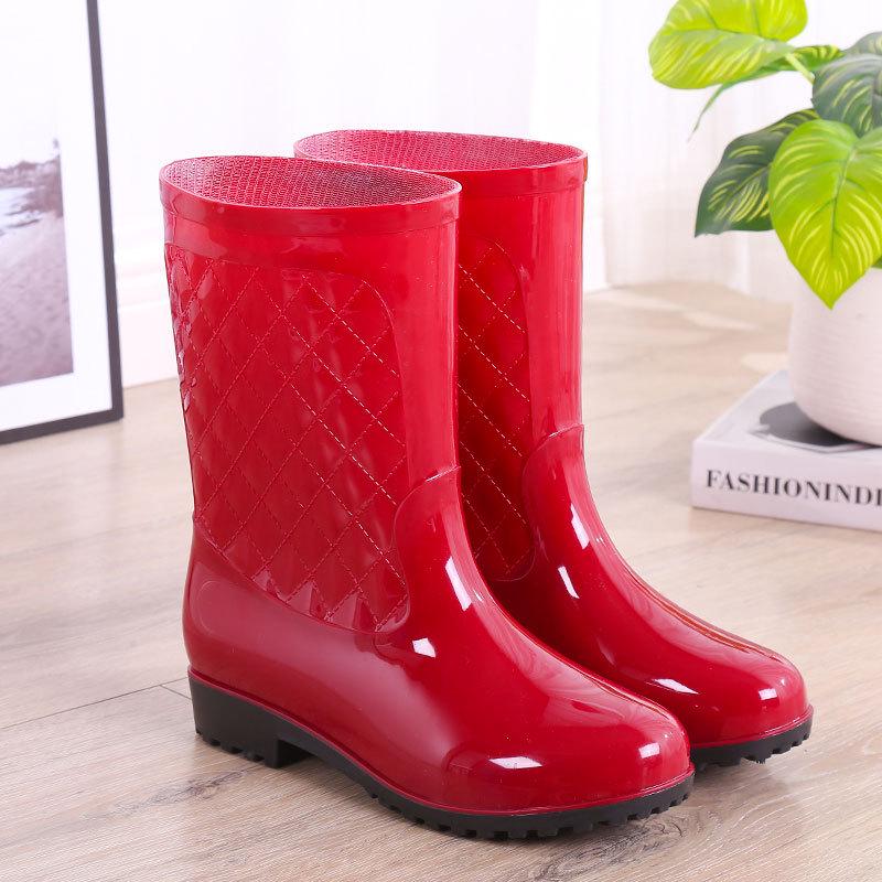 Damskie Kalosze do Połowy Łydki - Antypoślizgowe, Grubo Podeszwowe, Wodoodporne z Ciepłą Bawełnianą Podszewką na Jesień/Zimę