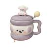 Cute Puppy Mug With Lid Spoon Wind Ceramic Cup Couple Water Cup Girls Household Breakfast Cup Children