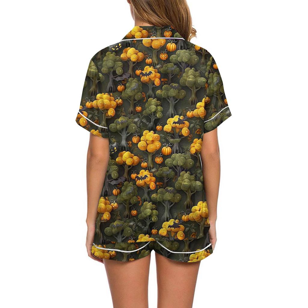 Women's Casual Fashion Halloween Printed Short Sleeve Home Suit