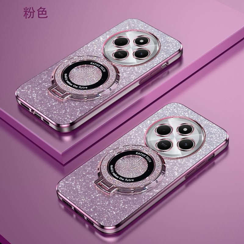 Glitter Plating Magnetic Holder Phone Case For Xiaomi POCO M7 F7 Pro Ultra 5G Soft Silicone Cover