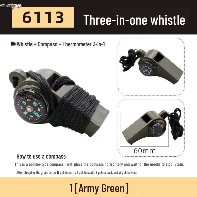 Xin Jing Zhou Outdoor Survival Whistle with LED, Thermometer & Compass